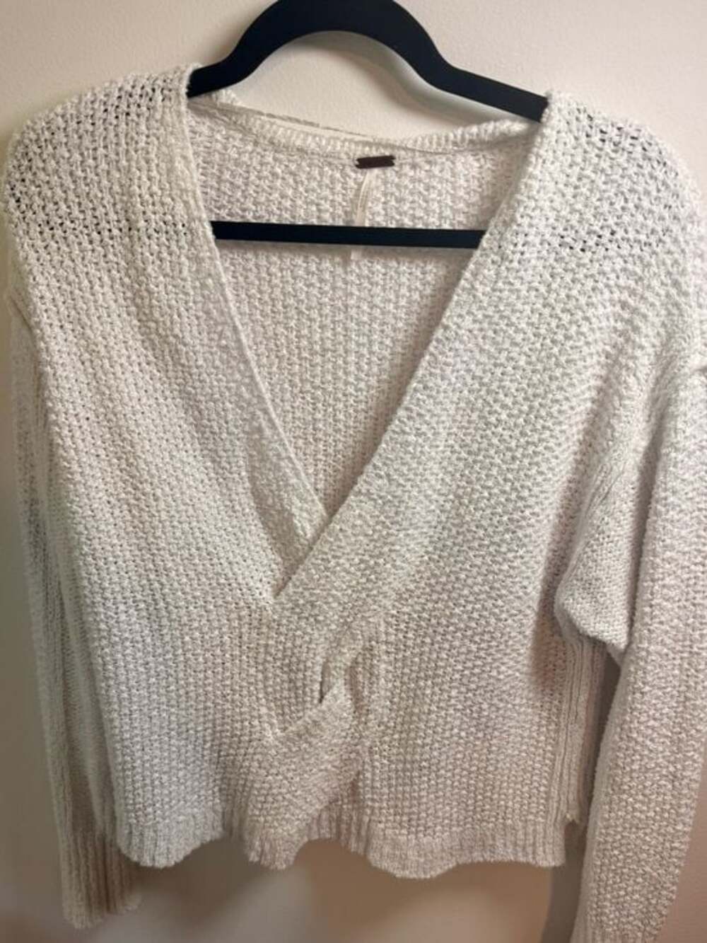 Free People White‎ Textured Wrap Sweater Size Small